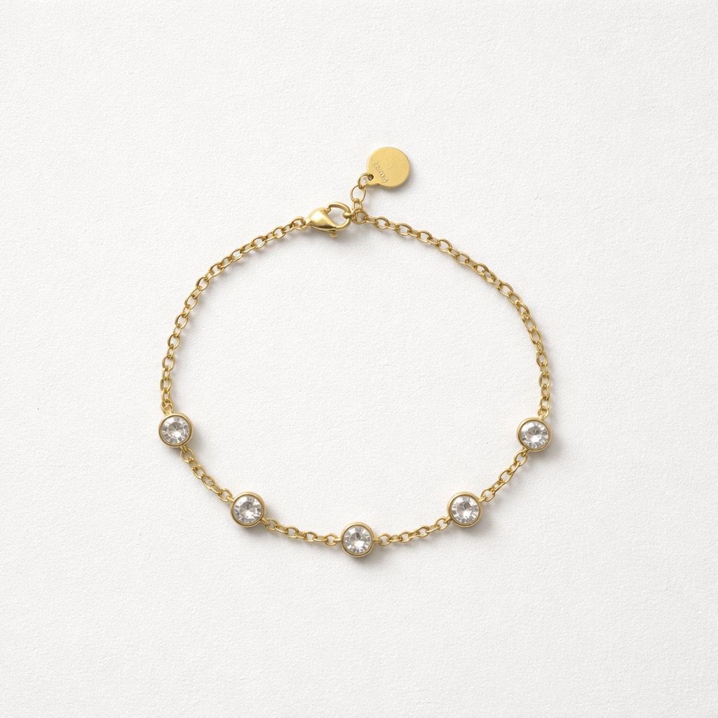 Bracciale a catena in acciaio inox con zirconi tondi