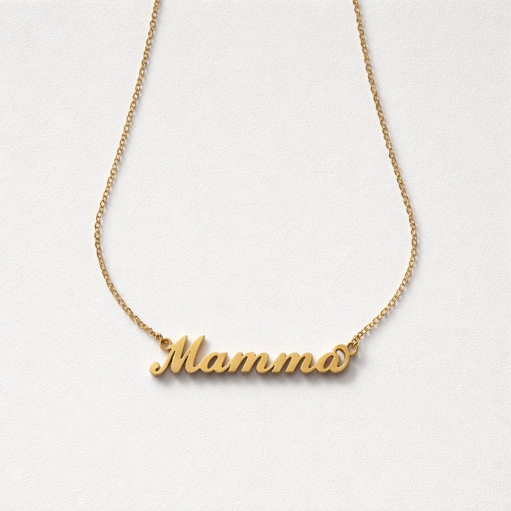 Collana acciaio inox con scritta in corsivo mamma