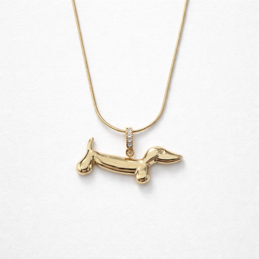 Collana regolabile acciaio bassotto strass
