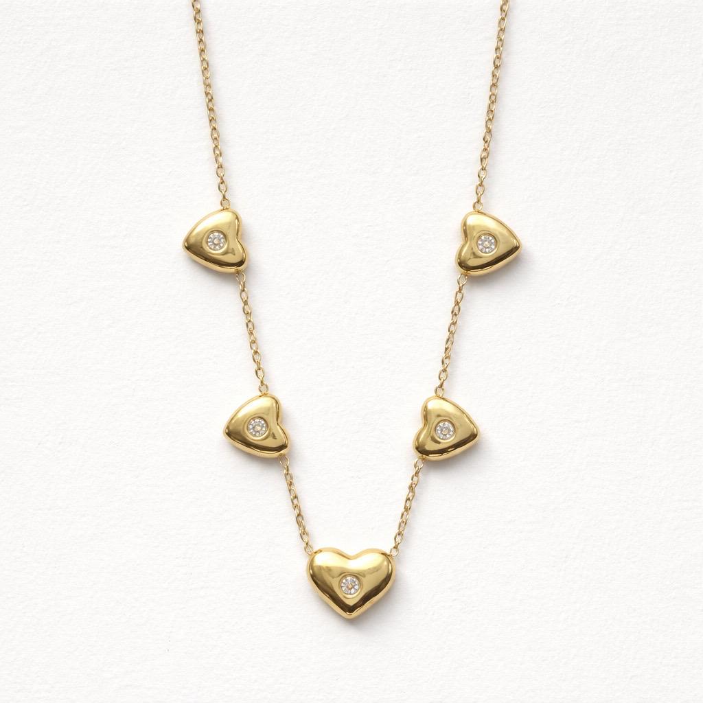 Collana regolabile acciaio cuore punti luce