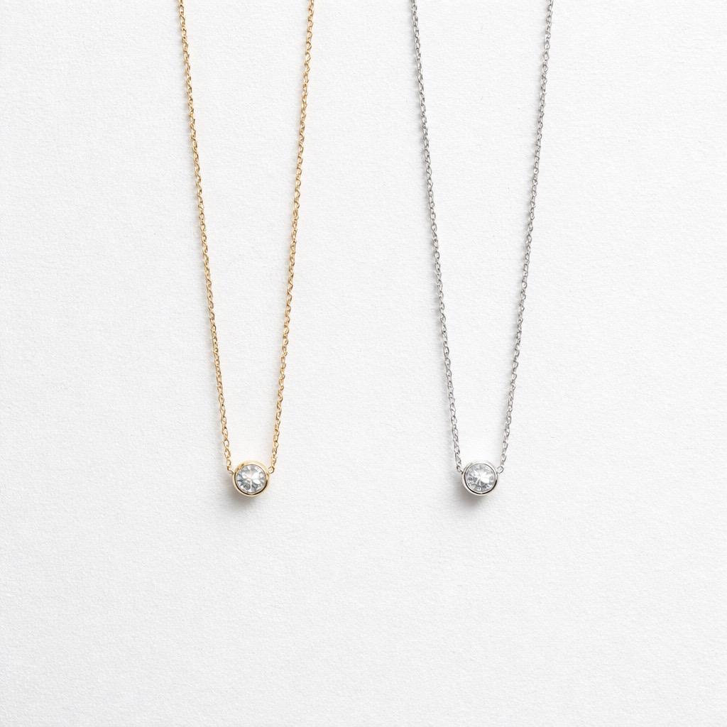 Collana regolabile acciaio punto luce tondo