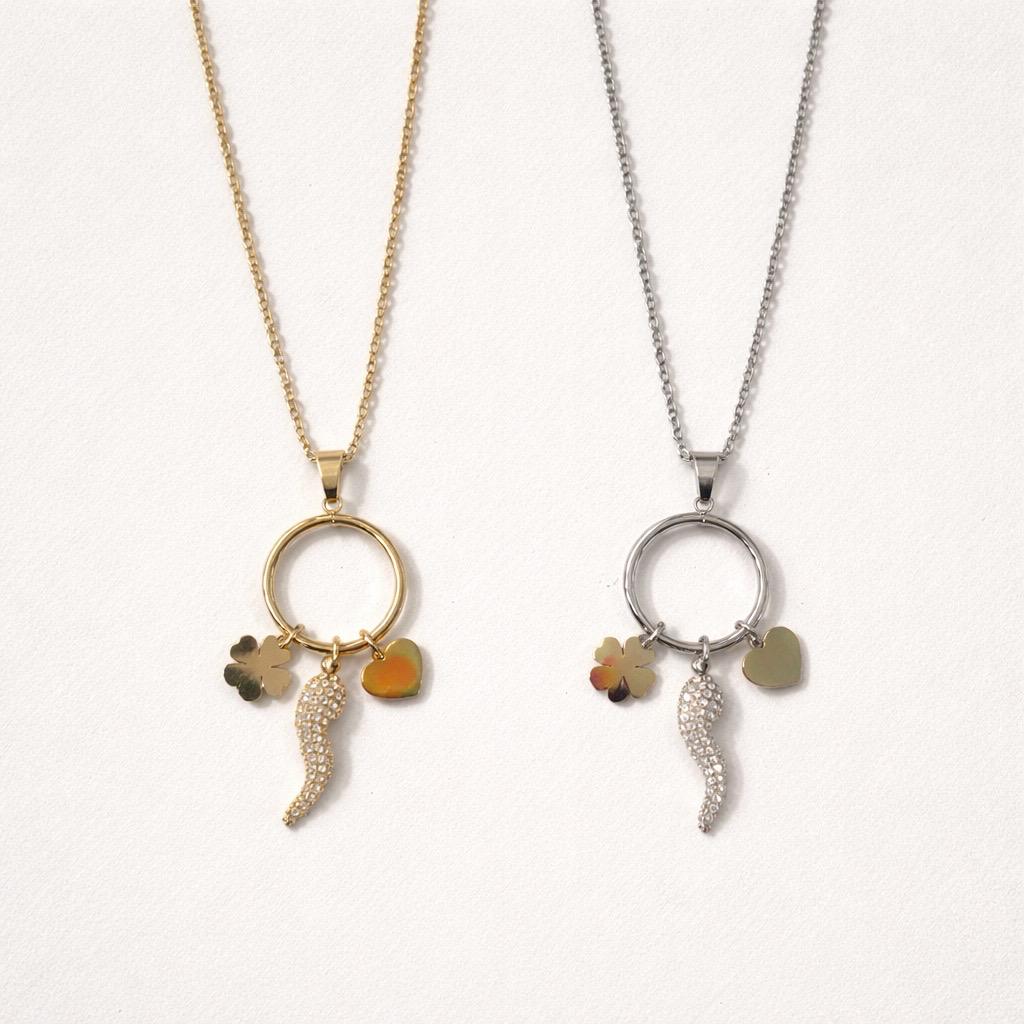 Collana regolabile acciaio cornetto