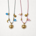 Collana regolabile acciaio e tessuto sole charms