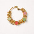 Bracciale regolabile catena con pietre colorate tonde