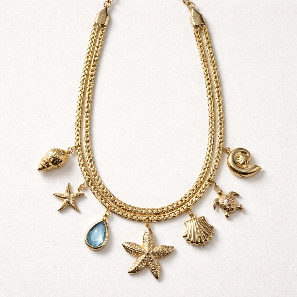 Collana regolabile acciaio charms