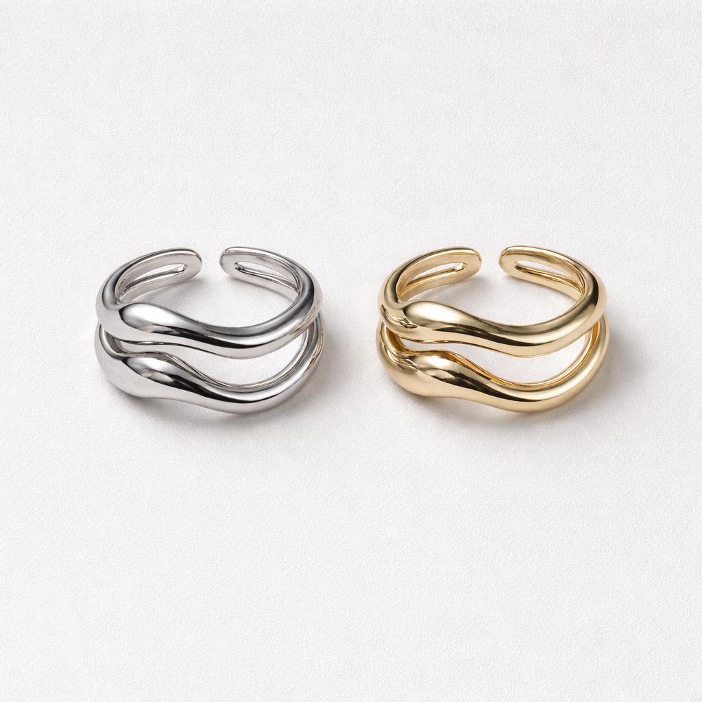 Anello acciaio onda