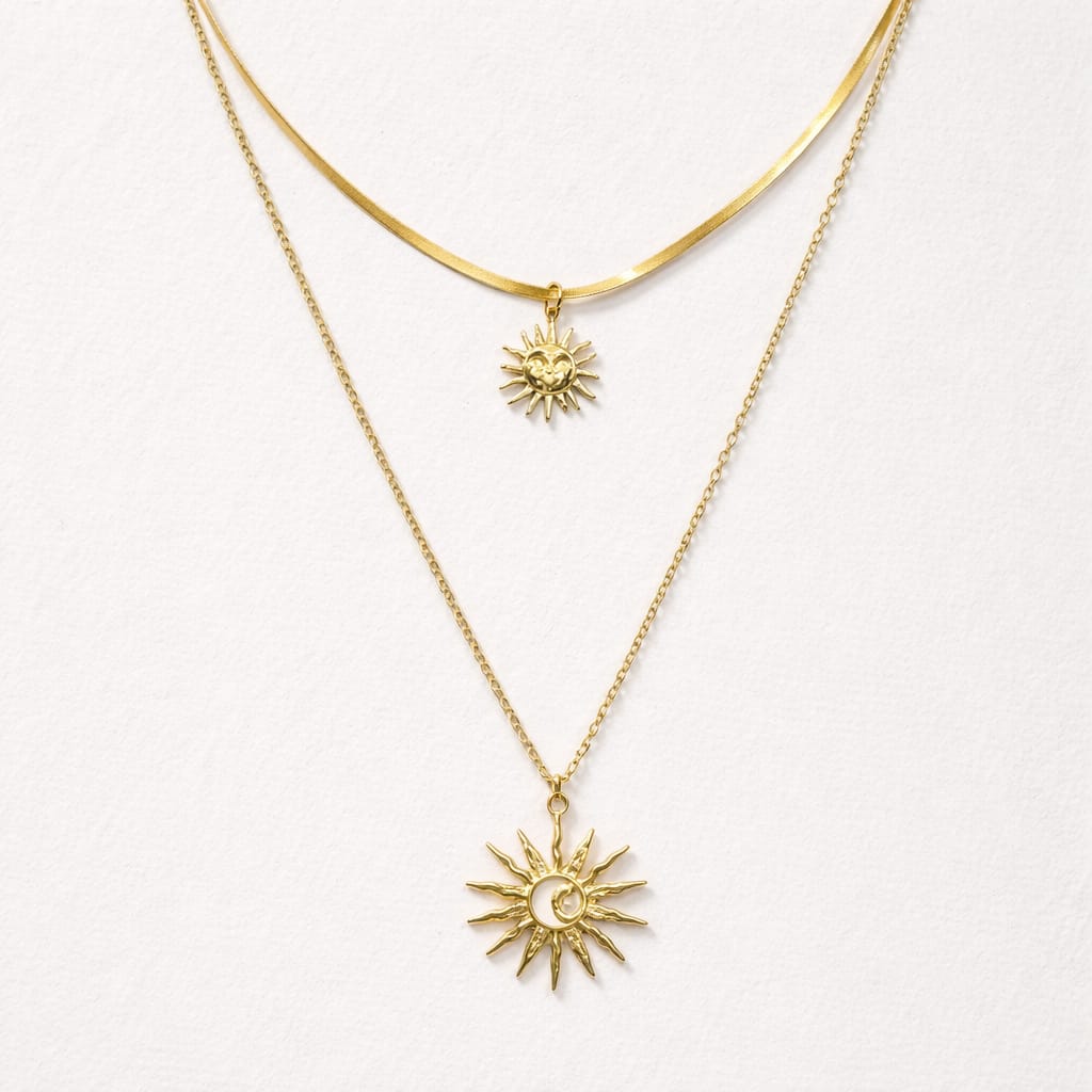 Collana regolabile acciaio doppio sole