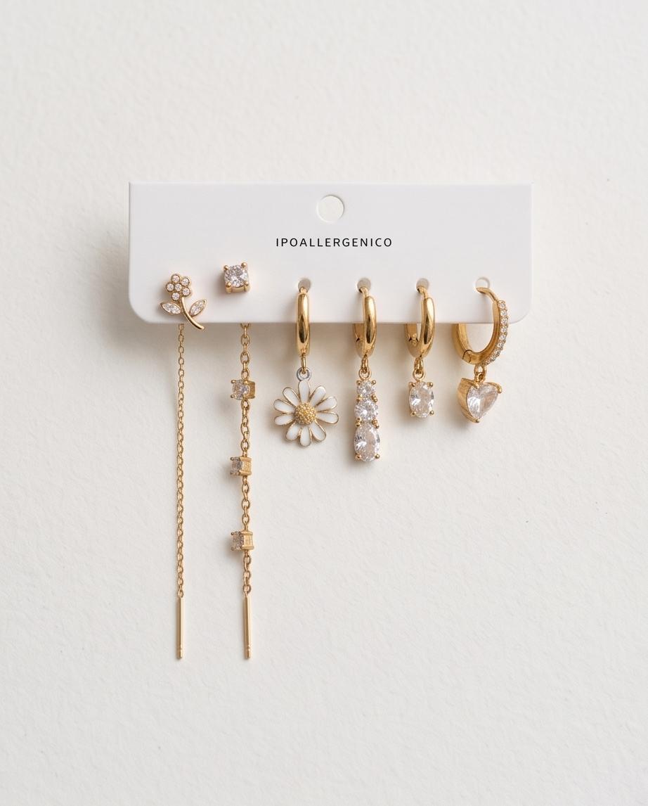 Orecchini Flora set 6 pezzi