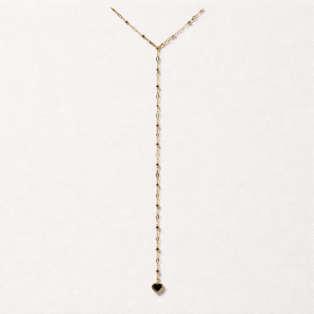 Collana lunga acciaio cuoricini da schiena