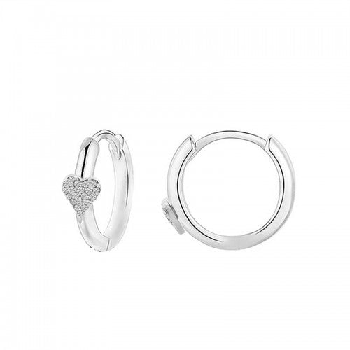 Orecchini a cerchio in acciaio inox con cuore strass