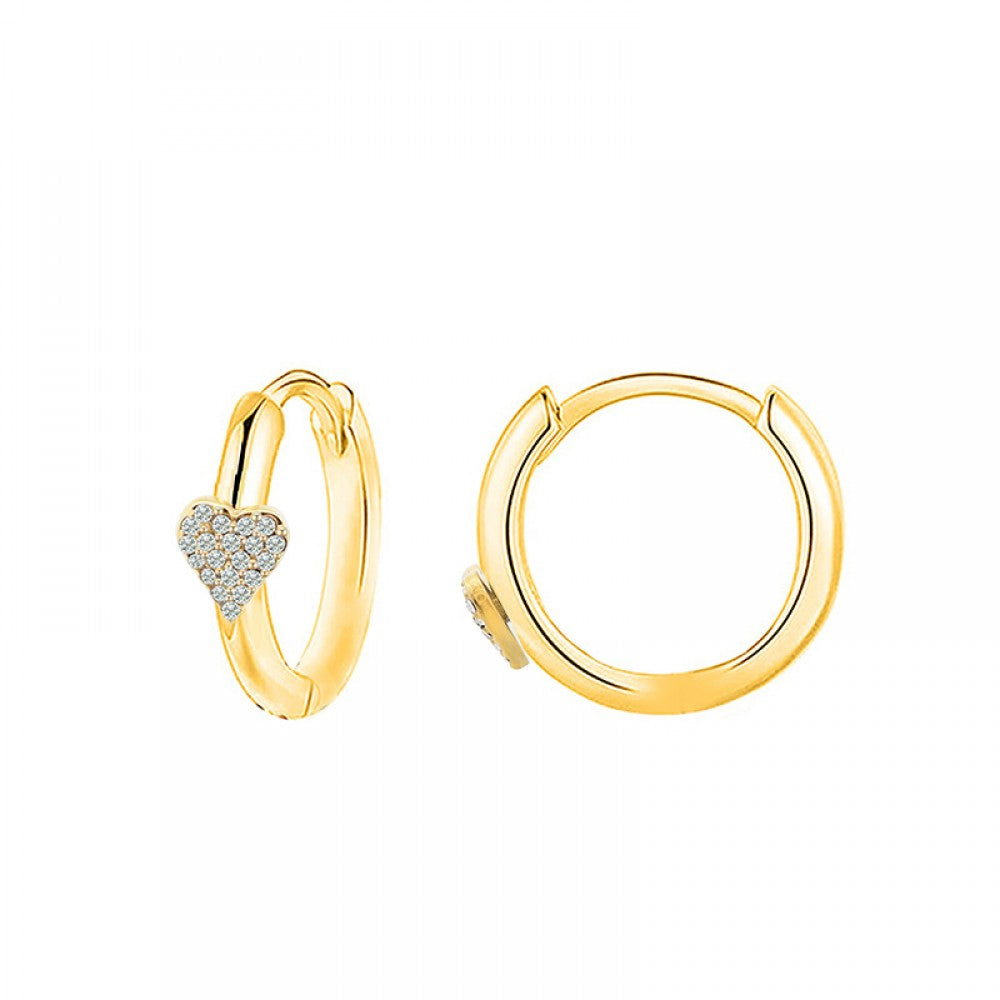 Orecchini a cerchio in acciaio inox con cuore strass