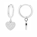 Orecchini cerchi in acciaio inox cuore strass