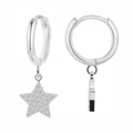 Orecchini cerchi in acciaio inox stella strass
