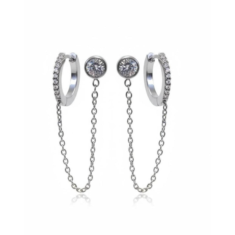 Orecchini acciaio inox con catenella