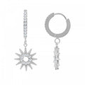 Orecchini cerchi in acciaio inox con sole strass