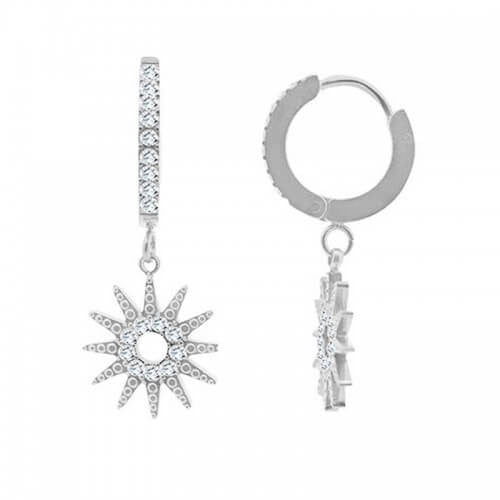 Orecchini cerchi in acciaio inox con sole strass